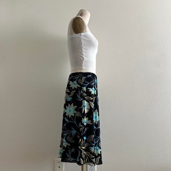 Vintage y2k black blue floral midi skirt - Picture 3 of 12